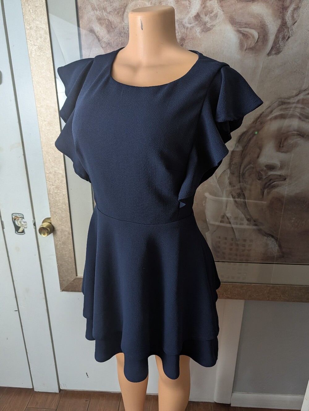 Midnight Doll Scuba Crepe Flutter Sleeve Dress Size M